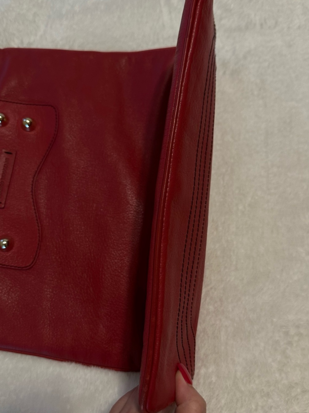 Marco Buggiani Red Genuine Leather Tote Bag Made in Italy - Picture 8 of 9